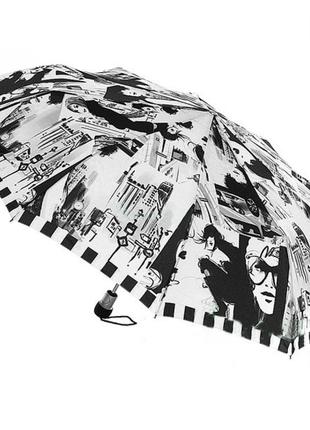 Парасолька zest, напівавтомат серія 10 спиць забарвлення "black&white" чорно-біла2 фото