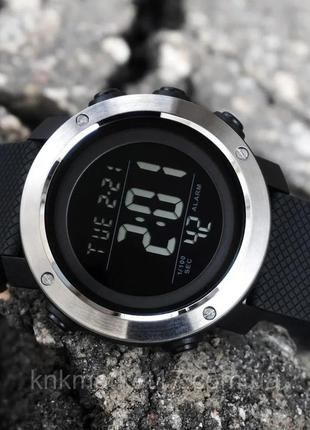 Тактичний наручний чоловічий годинник skmei 1416bkbk (black-black) пластик, водонепроникний, 30м, чорний