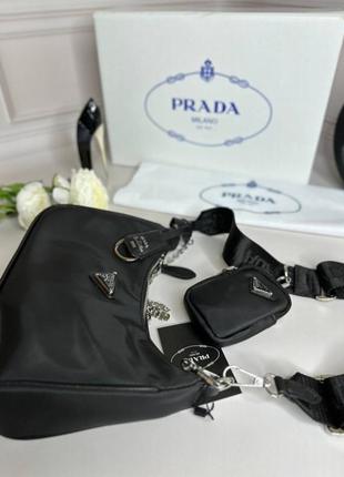 Жіноча сумка prada re-nylon pochette wb044 black2 фото