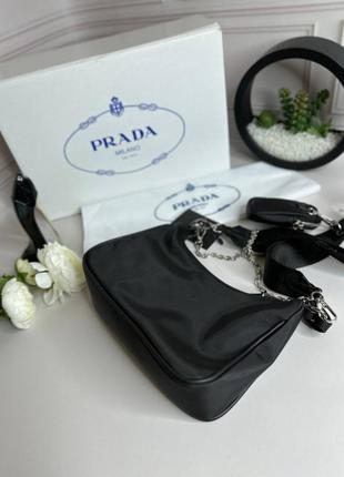 Жіноча сумка prada re-nylon pochette wb044 black3 фото