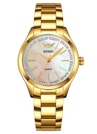 Skmei 1964gdwt gold-white, годинник, стильний, на кожен день, золотий