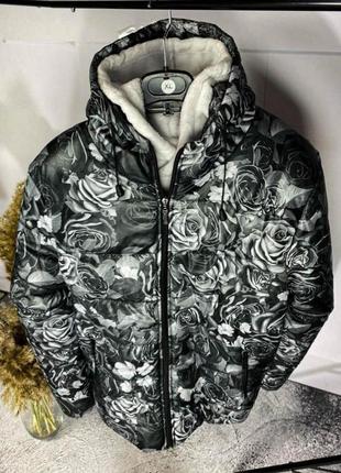 Куртка сіра з трояндами 7-353