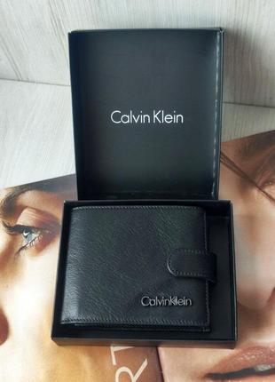 Мужской кожаный кошелек black calvin klein