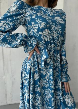 Красивое длинное голубое платье7 фото
