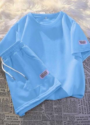 Костюм футболка и шорты. цвета: мята, лаванда, розовый, чёрный, серый, жёлтый, голубой