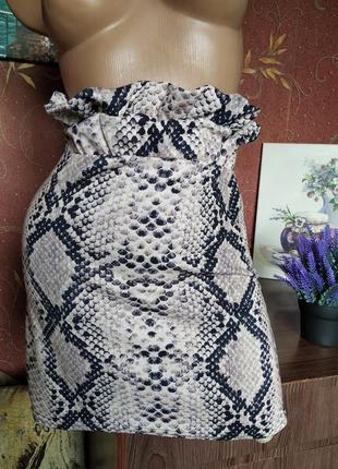 Мини юбка с змеиным принтом (без пояска) от prettylittlething5 фото