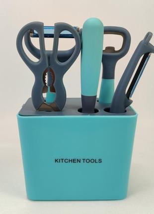 Кухонний набір 6 предметів kitchen tools нержавіюча сталь із силіконовими ручками