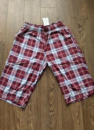 Шорты трикотажные в клетку бриджи мужские хлопок