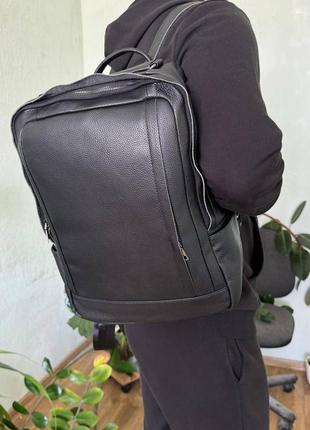 Шкіряний чоловічий рюкзак великий і місткий з натуральної шкіри чорний