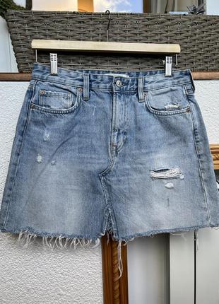 H&amp;m размер м ( 38) юбка джинсовая средней плотности