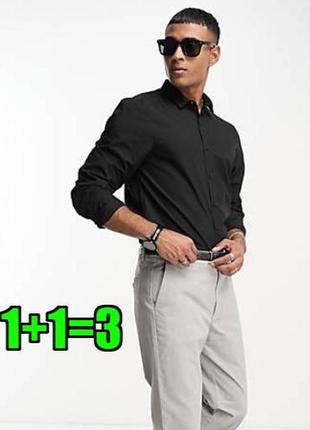 😉1+1=3** брендова нова чорна приталена чоловіча сорочка tm lewin, розмір 48 - 50
