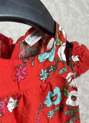 Красивое яркое летнее красное платье сарафан с цветами для девочки2 фото