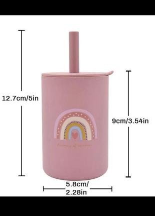 Детский силиконовый стакан розовый термос чашка розовая2 фото
