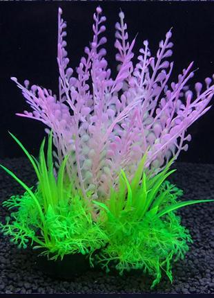 Штучні рослини в акваріум 14 см салатово-рожевий