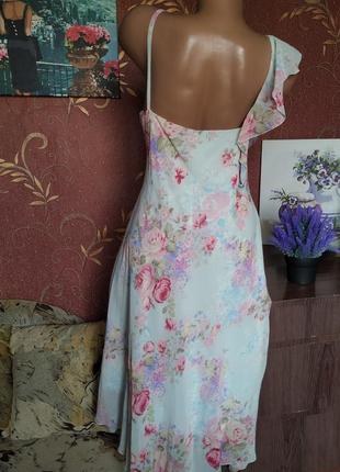 Блакитна асиметрична сукня з квітковим принтом від bhs5 фото