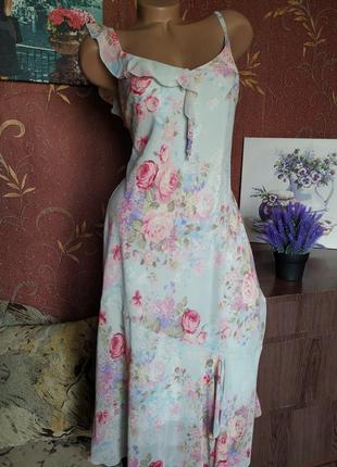 Блакитна асиметрична сукня з квітковим принтом від bhs1 фото