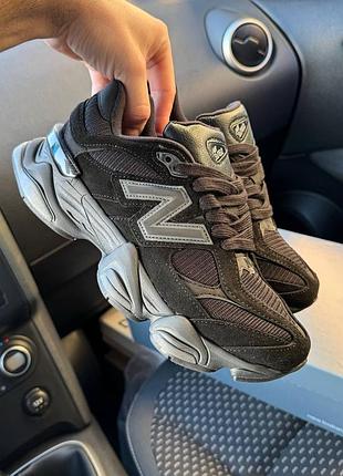 Круті жіночі та чоловічі кросівки new balance 9060 triple black чорні