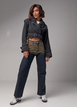 Короткая женская джинсовка в стиле grunge2 фото