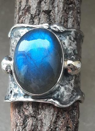 Шикарный дизайнерский серебряный 925 кольцо ручной работы снаряжительным лабрадором