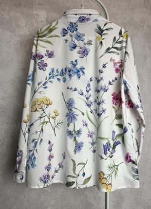 Дуже гарна сорочка блуза в квітковий принт блузка в квіти святкова нарядна весняна розмір l xl оверсайз вільний крій8 фото