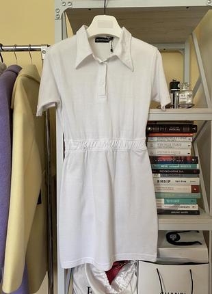 Біла сукня плаття футболка поло спорт літнє трикотаж plt