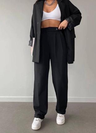 Жіночі трендові офісні штани брюки палаццо чорні 42-44, 44-462 фото