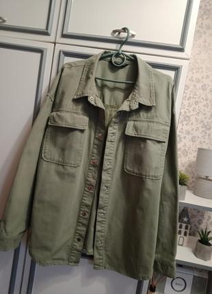 Джинсовая рубашка, куртка,большой размер,хаки.2 фото