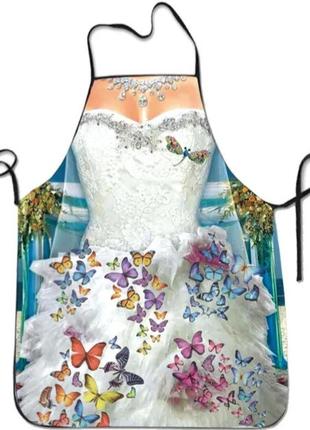 Фартук с приколом для женщин в свадебном платье 75 на 60 см разноцветный