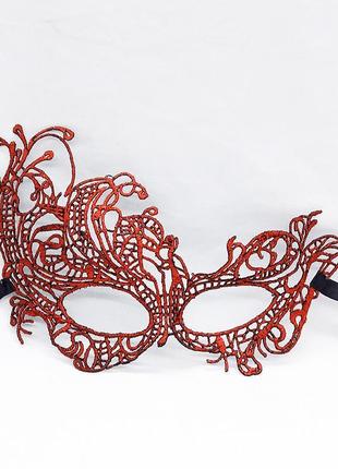 Маскарадна маска венеціанська 21 на 13 см червоний