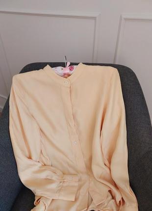 Блузка zara сорочка з круглим коміром блуза рубашка с круглым воротником7 фото