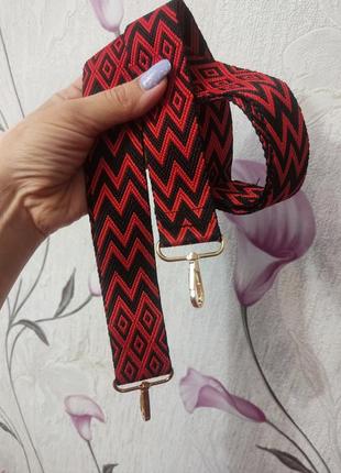 Ремешок красно-черный текстильный плечевой, ремень на сумку, ручка, шлейка, пасок5 фото