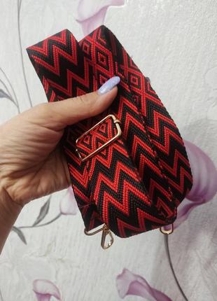 Ремешок красно-черный текстильный плечевой, ремень на сумку, ручка, шлейка, пасок4 фото