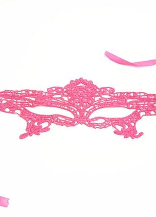 Маска карнавальна мереживна на лице 32 на 11 см рожевий