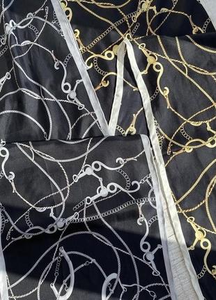 Шовкові шарфи в стилі версаче versace натуральний шовк із ланцюгами ланцюги золоті і срібні ланцюжки2 фото