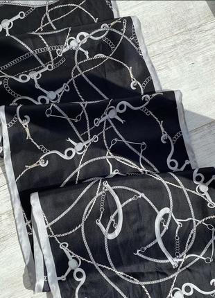 Шовкові шарфи в стилі версаче versace натуральний шовк із ланцюгами ланцюги золоті і срібні ланцюжки6 фото