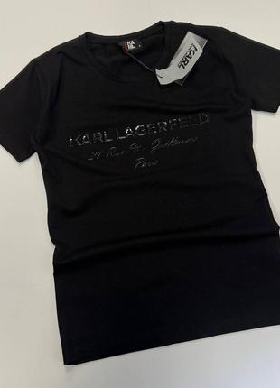 Жіноча футболка karl lagerfeld весна літо чорна1 фото