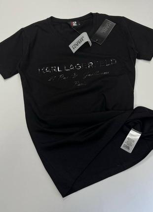 Жіноча футболка karl lagerfeld весна літо чорна5 фото