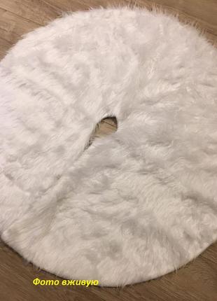 Коврик під ялинку біло-сірий - діаметр 90см (на липучках), текстиль4 фото