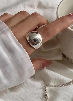 Тренд стильне об'ємне жіноче кільце покриття срібло 925 срібляста каблучка1 фото