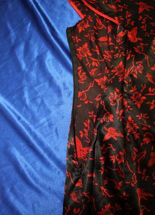 Коротке сексуальне эротическое платье платя міні квітами чорна червона туніка сукня пеньюар нігліже6 фото