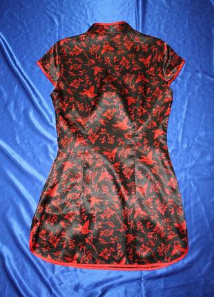 Коротке сексуальне эротическое платье платя міні квітами чорна червона туніка сукня пеньюар нігліже7 фото