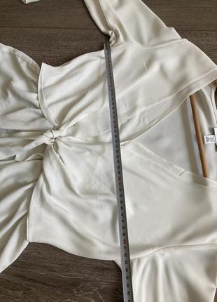 Topshop 10/38рр м идеальная деловая молочная белая блуза рубашка двухслойная на резинке с завязкой7 фото