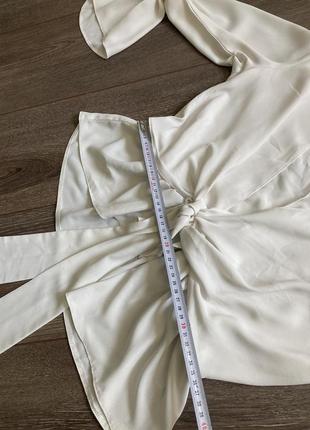 Topshop 10/38рр м идеальная деловая молочная белая блуза рубашка двухслойная на резинке с завязкой8 фото