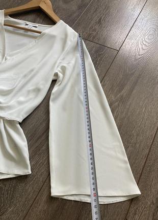 Topshop 10/38рр м идеальная деловая молочная белая блуза рубашка двухслойная на резинке с завязкой5 фото