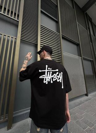 Футболка stussy чорна чоловіча / жіноча