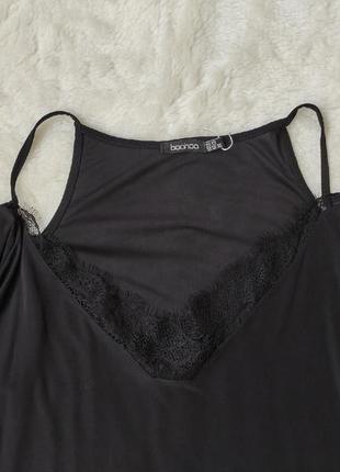 Черная блуза майка туника с гипюром на груди длинными рукавами голыми плечами батал8 фото