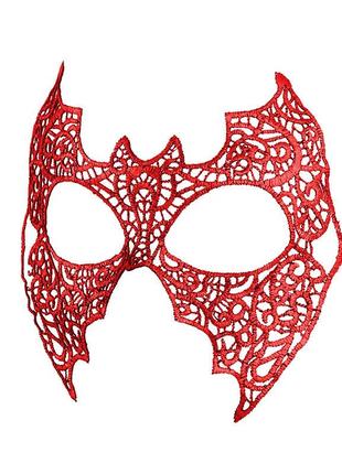 Карнавальна маска на лице на зав`язках 16 на 18 см червоний