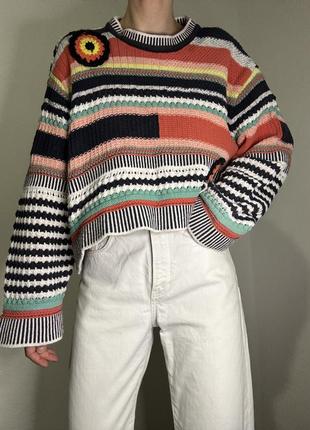 Вʼязаний светр з широкими рукавами джемпер пуловер реглан лонгслів кофта вʼязана оверсай светр бавовна6 фото