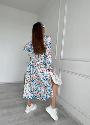 Вишукане та романтичне плаття з квітковим принтом білий3 фото
