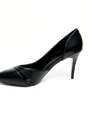 Жіночі шкіряні туфлі на високих підборах purlina 0058 чорні2 фото